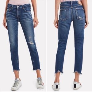 Moussy Vintage Glendale Mid Rise Skinny Distressed Jeans Sz 29 Raw Cut Hem
